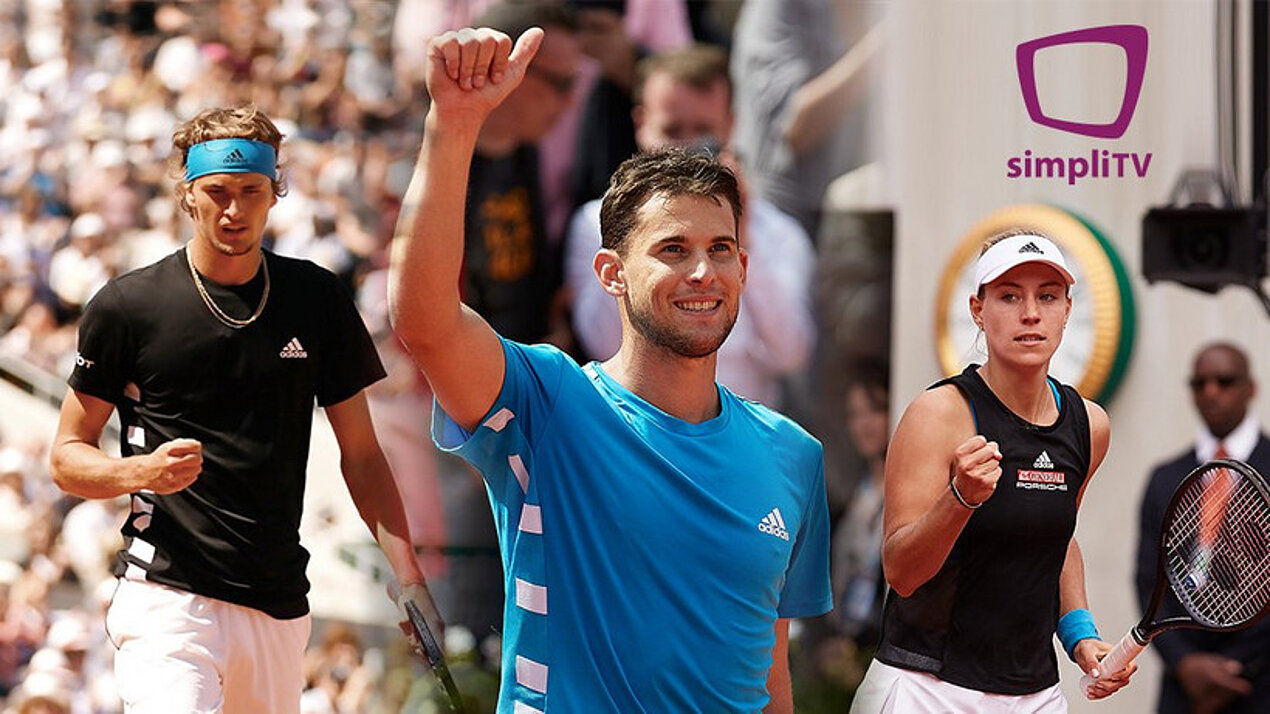 Fotomontage: Alexander Zverev (l), Dominic Thiem (m), Angelique Kerber (r)