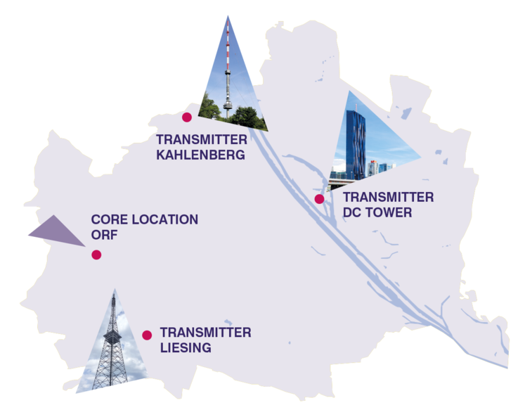 Vienna map with transmitter masts