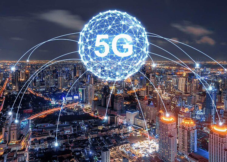 5G Logo über Skyline