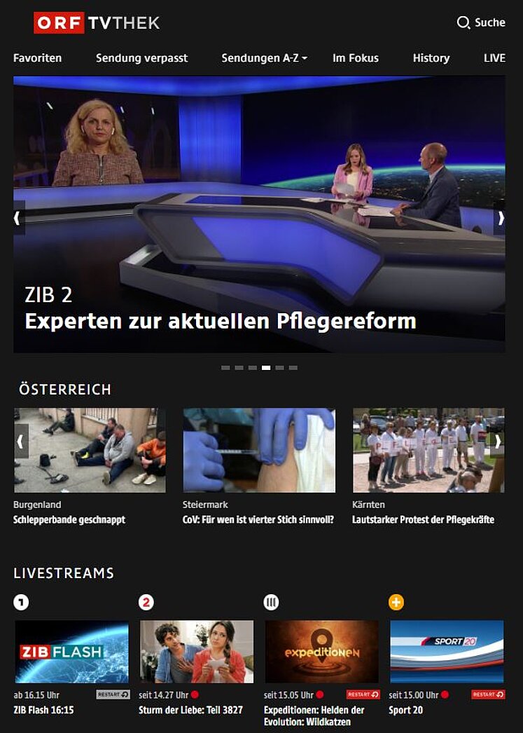 ORF-TVthek Startseite