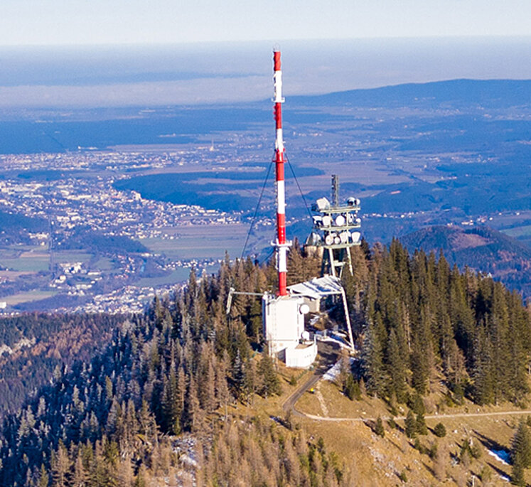 Vogelperspektive der ORS Sendeanlage am Semmering