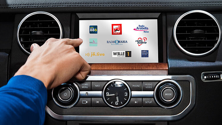 hand with car radio