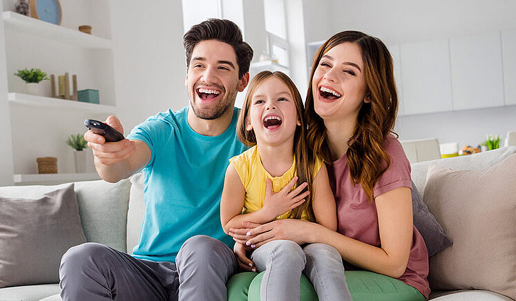 Family watching television